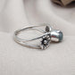 Aquamarine Heart Ring 925 Sterling Silver Floral Boho Ring