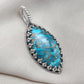 Blue Copper Turquoise Pendant: Sterling Silver Marquise Boho Necklace