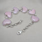 Pink Opal Heart Bracelet, 925 Sterling Silver, Handmade