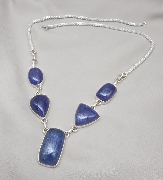Natural Tanzanite Necklace 925 Sterling Silver Blue Gemstone Statement Jewelry Gift for Her