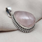 Rose Quartz Pendant: Teardrop Gemstone, 925 Sterling Silver Bezel Gift for Love