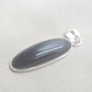 925 Sterling Silver Black Onyx Pendant, Long Oval Cabochon Gemstone Necklace