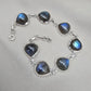Natural Labradorite Bracelet 925 Sterling Silver, Blue Flash Labradorite Gemstone Jewelry Birthstone Gifts