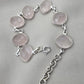 925 Sterling Silver Rose Quartz Natural Gemstone Link Bracelet Handmade Jewelry Gift for Her