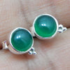 925 SOLID STERLING SILVER NATURAL GREEN ONYX GEMSTONE STUD EARRING