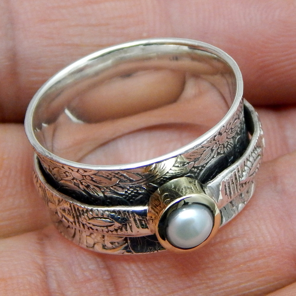 925 SOLID STERLING SILVER NATURAL Mother of Pearl GEMSTONES HANDMADE RING, ALL SIZES AVAILABLE