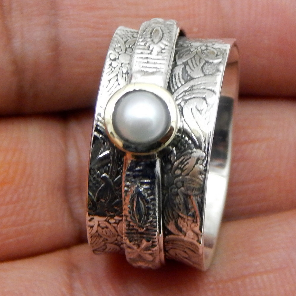 925 SOLID STERLING SILVER NATURAL Mother of Pearl GEMSTONES HANDMADE RING, ALL SIZES AVAILABLE