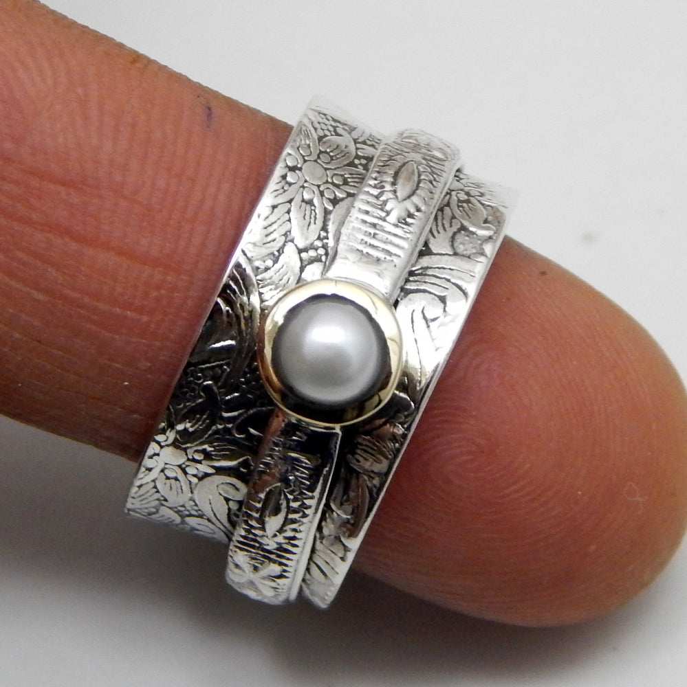 925 SOLID STERLING SILVER NATURAL Mother of Pearl GEMSTONES HANDMADE RING, ALL SIZES AVAILABLE