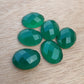 NATURAL GREEN ONYX CHECKER CUT OVAL SHAPE FLAT BACK CALIBRATED GEMSTONES, ALL SIZES AVAILABLE