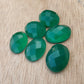 NATURAL GREEN ONYX CHECKER CUT OVAL SHAPE FLAT BACK CALIBRATED GEMSTONES, ALL SIZES AVAILABLE