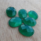 NATURAL GREEN ONYX CHECKER CUT OVAL SHAPE FLAT BACK CALIBRATED GEMSTONES, ALL SIZES AVAILABLE