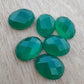 NATURAL GREEN ONYX CHECKER CUT OVAL SHAPE FLAT BACK CALIBRATED GEMSTONES, ALL SIZES AVAILABLE