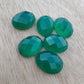 NATURAL GREEN ONYX CHECKER CUT OVAL SHAPE FLAT BACK CALIBRATED GEMSTONES, ALL SIZES AVAILABLE