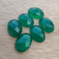 NATURAL GREEN ONYX CHECKER CUT OVAL SHAPE FLAT BACK CALIBRATED GEMSTONES, ALL SIZES AVAILABLE