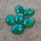 NATURAL GREEN ONYX CHECKER CUT OVAL SHAPE FLAT BACK CALIBRATED GEMSTONES, ALL SIZES AVAILABLE