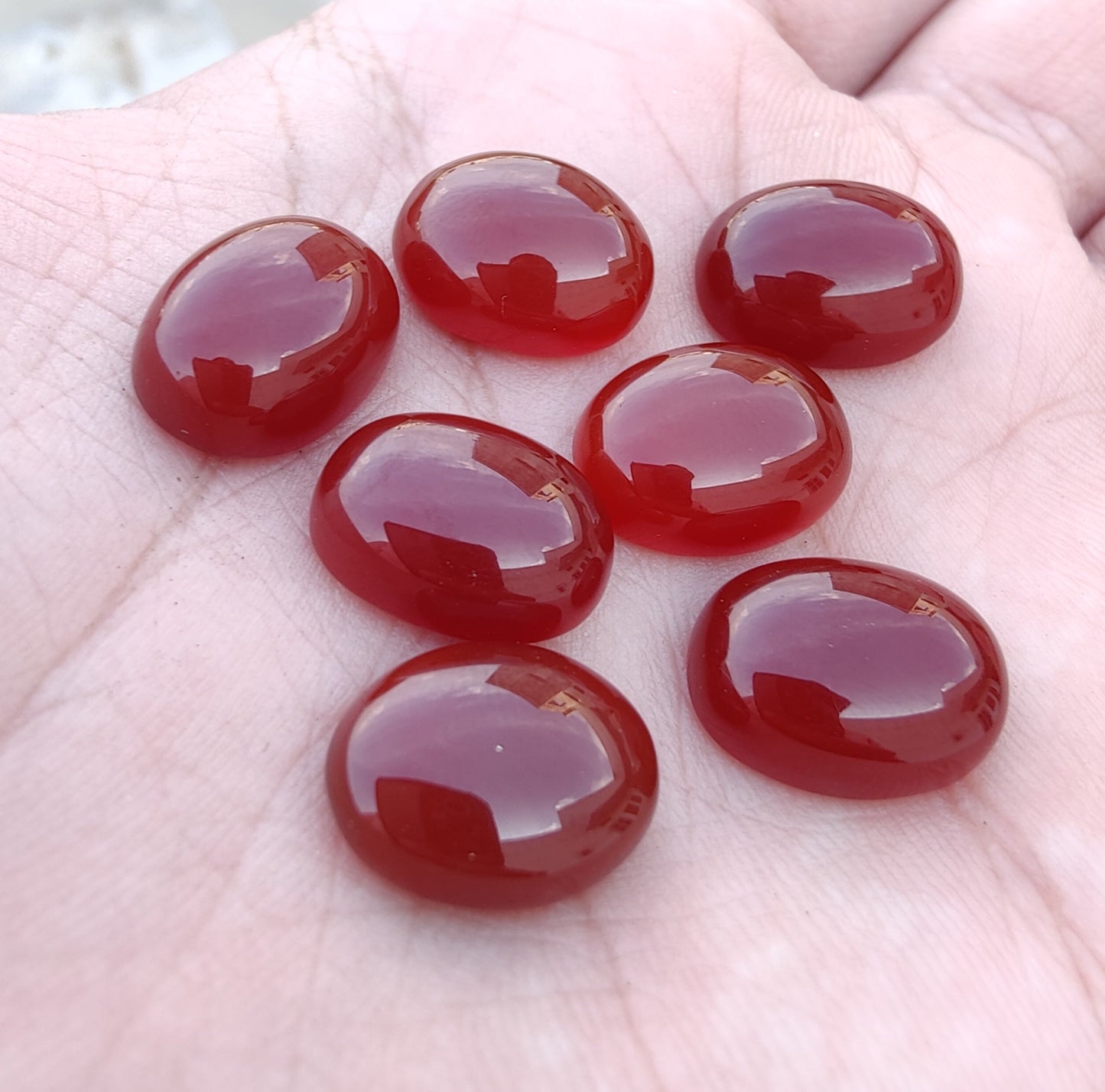 NATURAL RED ONYX CABOCHON FLAT BACK OVAL SHAPE CALIBRATED WHOLESALE GEMSTONES, ALL SIZES AVAILABLE