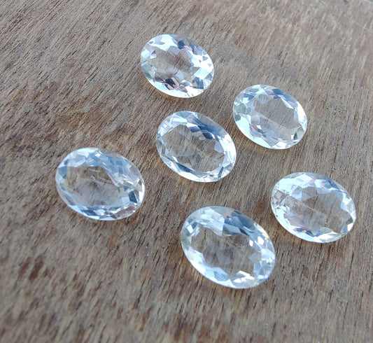 AAA+ QUALITY NATURAL CRYSTAL QUARTZ OVAL SHAPE FACETED CUT CALIBRATED GEMSTONES, ALL SIZES AVAILABLE
