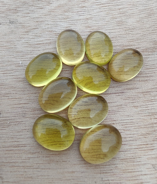 NATURAL LEMON QUARTZ CABOCHON OVAL SHAPE FLAT BACK AAA+ QUALITY CALIBRATED GEMSTONES, ALL SIZES AVAILABLE