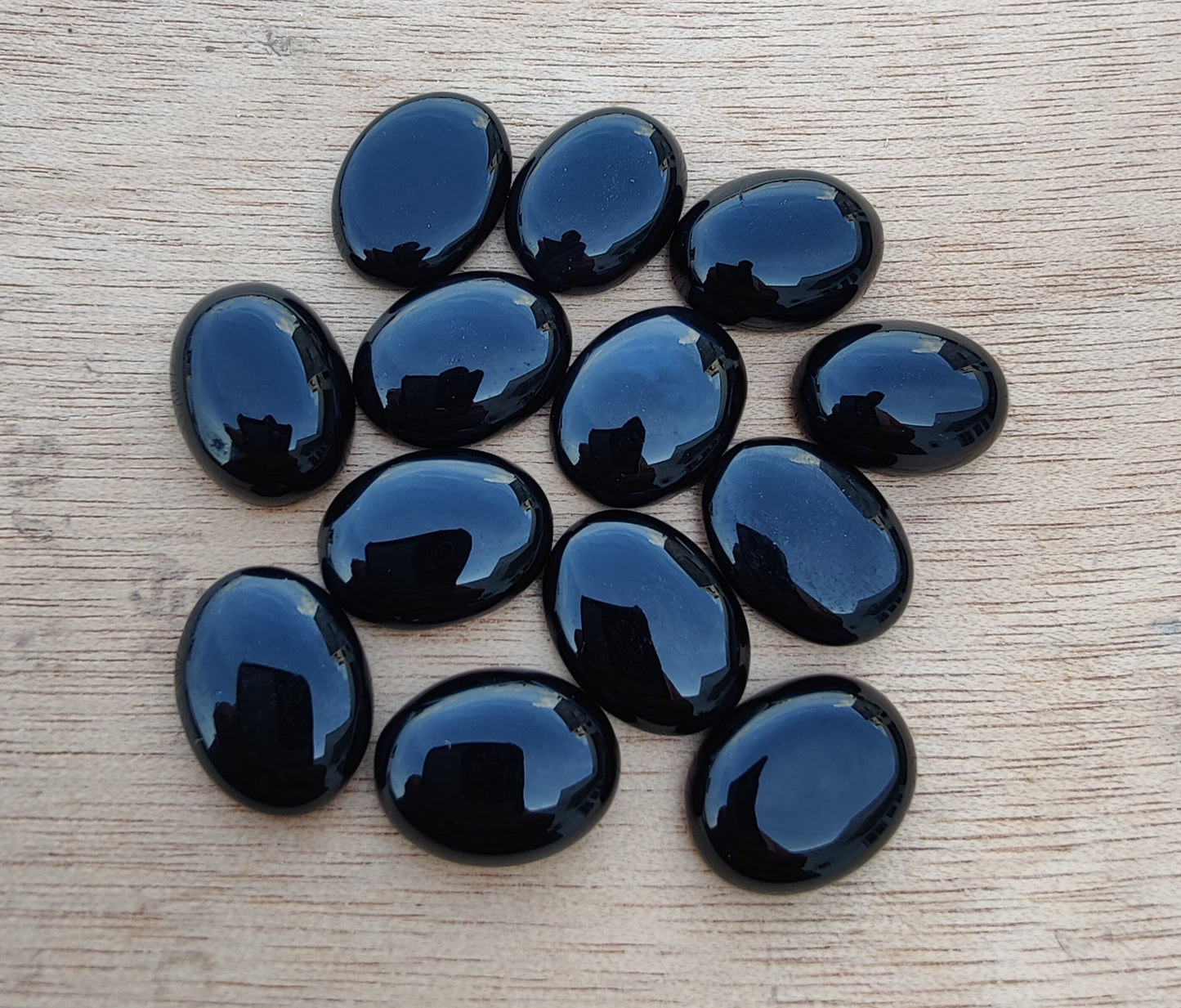 AAA+ QUALITY NATURAL BLACK ONYX CABOCHON FLAT BACK OVAL SHAPE CALIBRATED GEMSTONES, ALL SIZES AVAILABLE