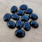 AAA+ QUALITY NATURAL BLACK ONYX CABOCHON FLAT BACK OVAL SHAPE CALIBRATED GEMSTONES, ALL SIZES AVAILABLE