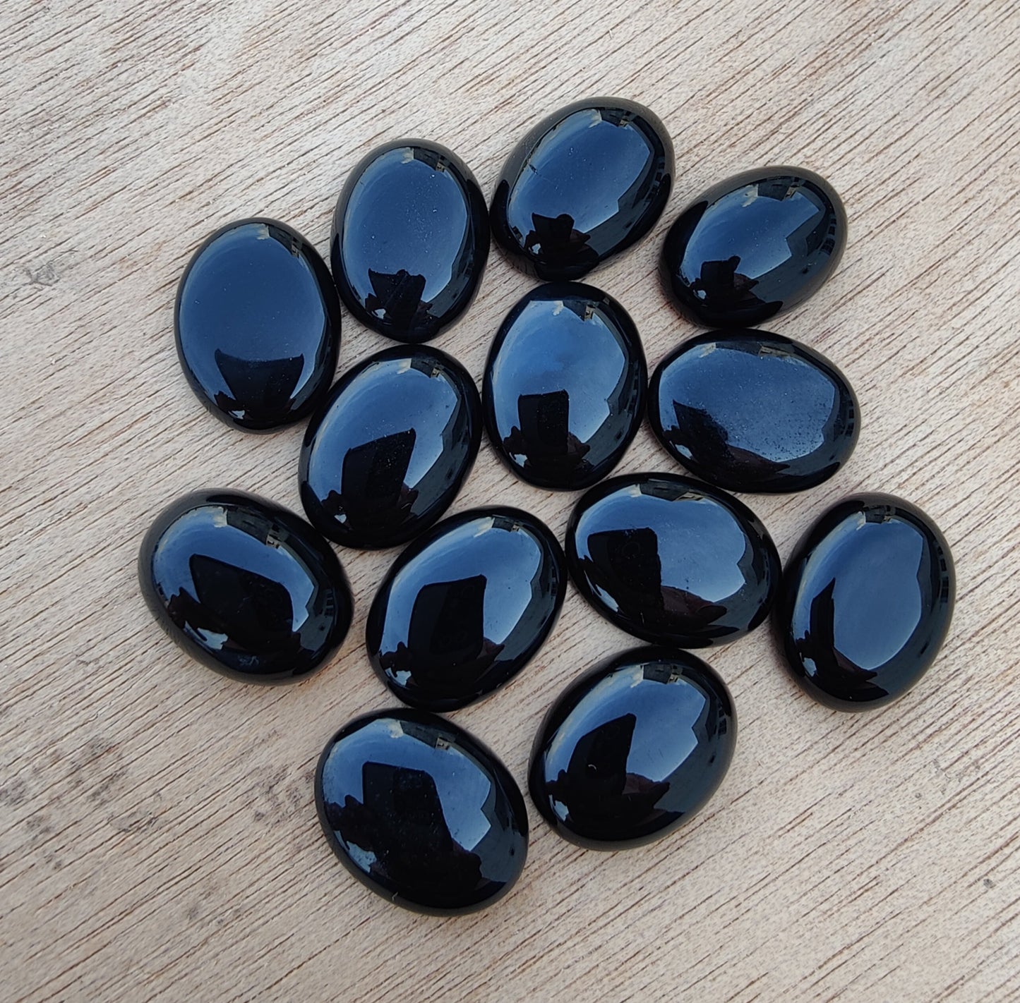 AAA+ QUALITY NATURAL BLACK ONYX CABOCHON FLAT BACK OVAL SHAPE CALIBRATED GEMSTONES, ALL SIZES AVAILABLE