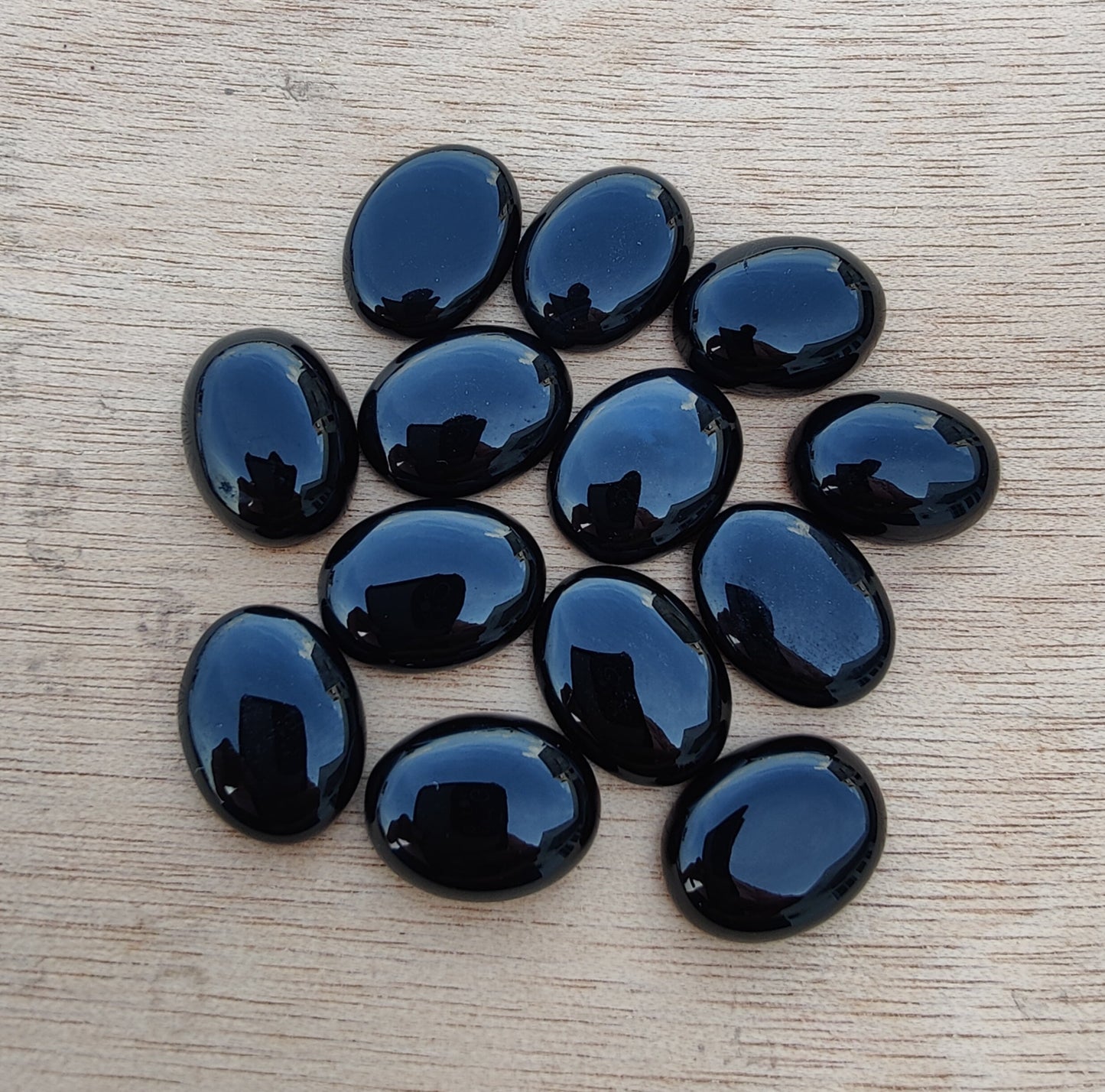 AAA+ QUALITY NATURAL BLACK ONYX CABOCHON FLAT BACK OVAL SHAPE CALIBRATED GEMSTONES, ALL SIZES AVAILABLE