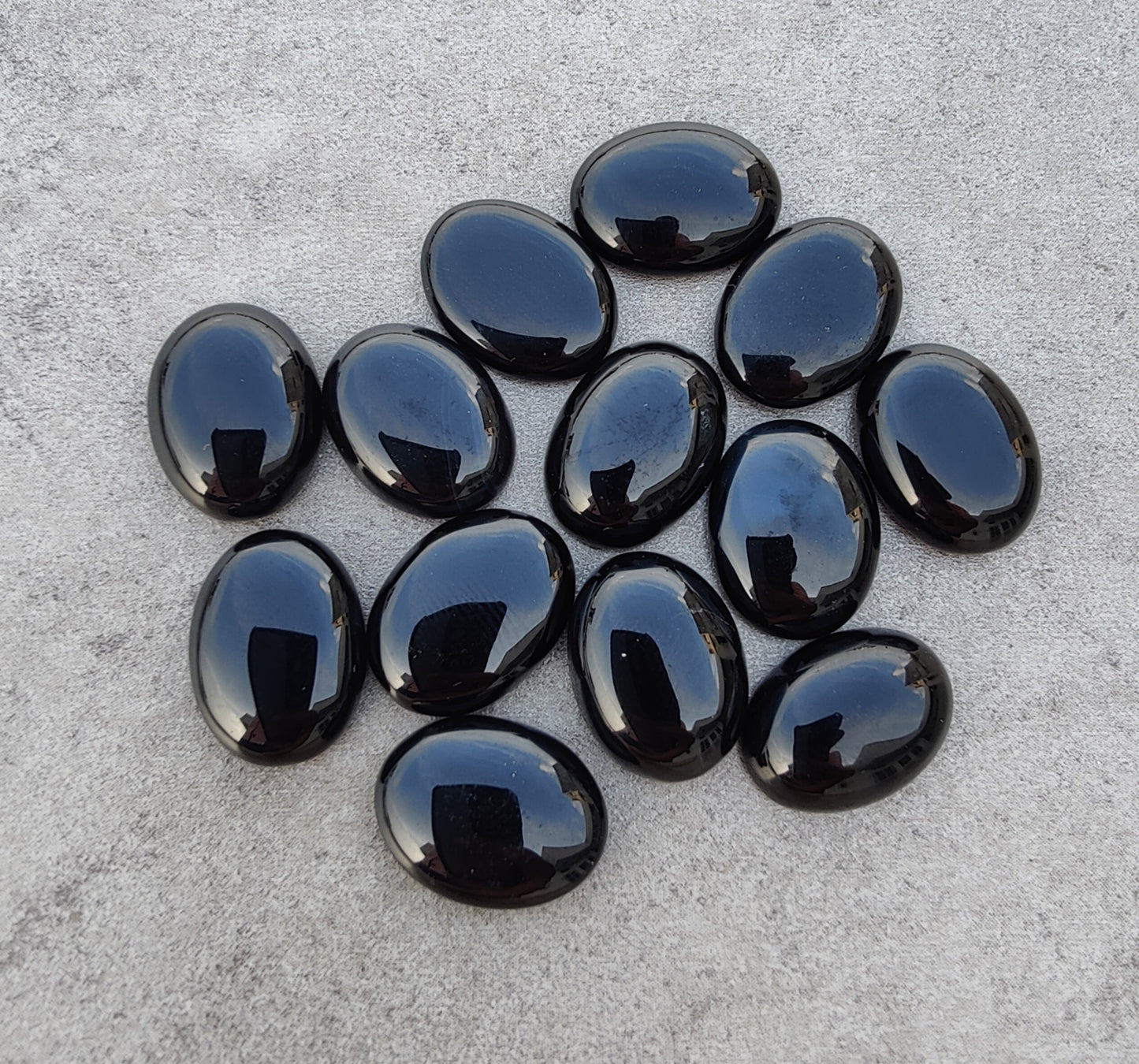 AAA+ QUALITY NATURAL BLACK ONYX CABOCHON FLAT BACK OVAL SHAPE CALIBRATED GEMSTONES, ALL SIZES AVAILABLE