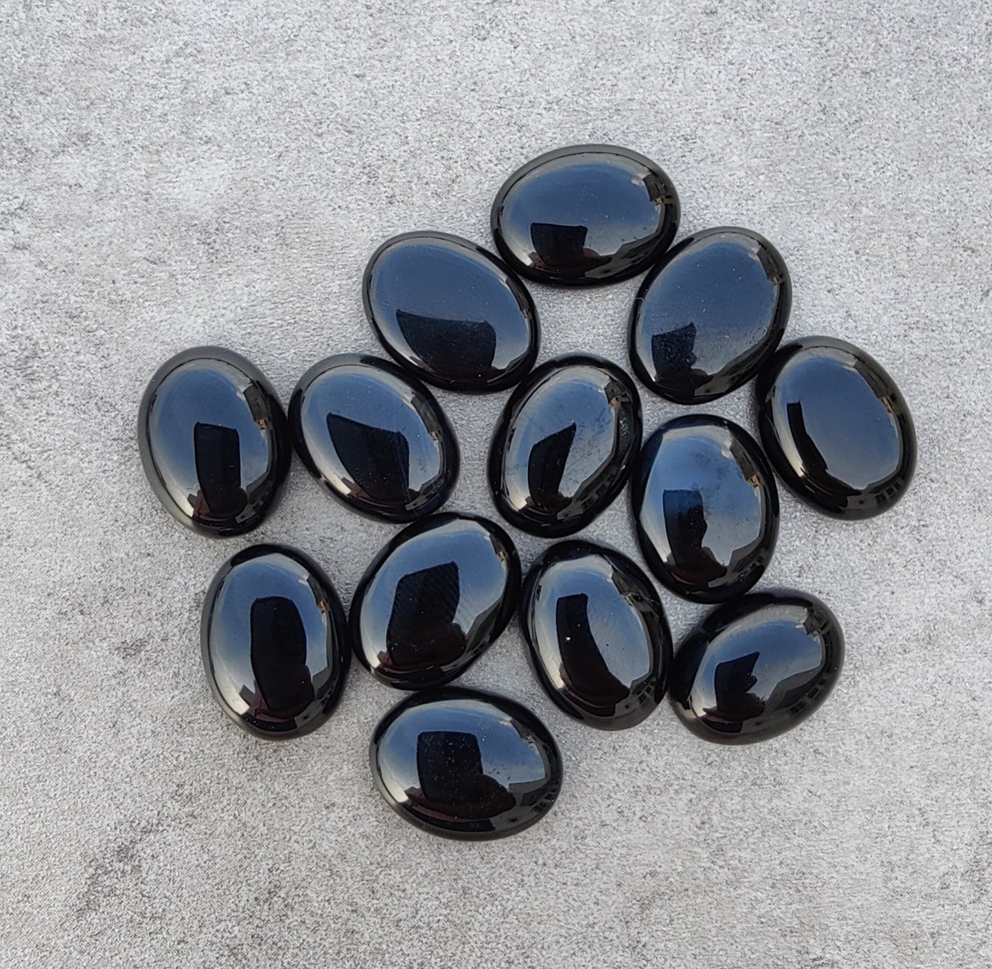 AAA+ QUALITY NATURAL BLACK ONYX CABOCHON FLAT BACK OVAL SHAPE CALIBRATED GEMSTONES, ALL SIZES AVAILABLE
