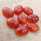 TOP QUALITY NATURAL CARNELIAN OVAL SHAPE CABOCHON FLAT BACK CALIBRATED GEMSTONES, ALL SIZES AVAILABLE
