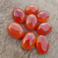 TOP QUALITY NATURAL CARNELIAN OVAL SHAPE CABOCHON FLAT BACK CALIBRATED GEMSTONES, ALL SIZES AVAILABLE