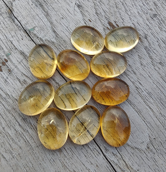 AAA+ QUALITY NATURAL CITRINE CABOCHON OVAL SHAPE CALIBRATED FLAT BACK GEMSTONES, ALL SIZES AVAILABLE