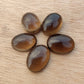 NATURAL SMOKY QUARTZ OVAL SHAPE CABOCHON FLAT BACK CALIBRATED WHOLESALE GEMSTONES, ALL SIZES AVAILABLE