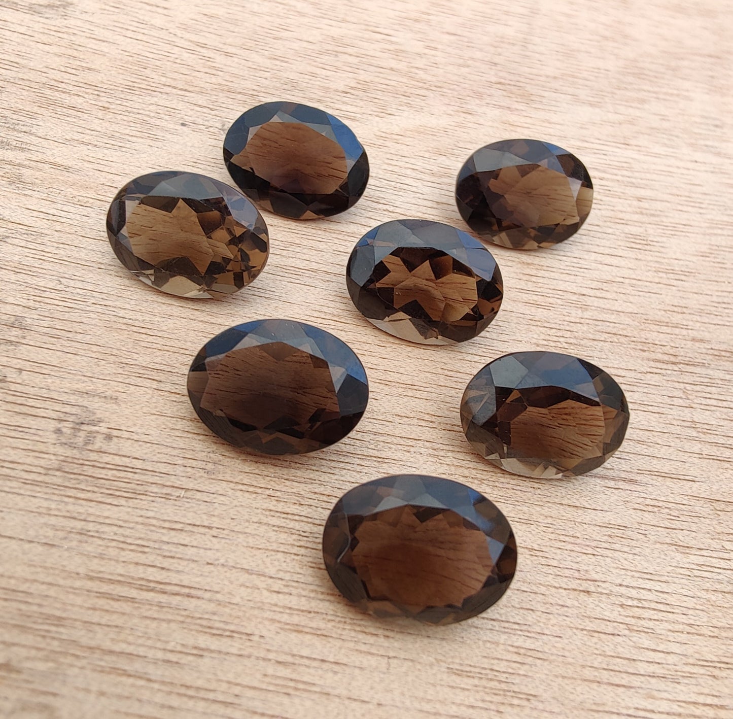 AAA+ QUALITY NATURAL SMOKY QUARTZ FACETED CUT OVAL SHAPE CALIBRATED GEMSTONES, ALL SIZES AVAILABLE
