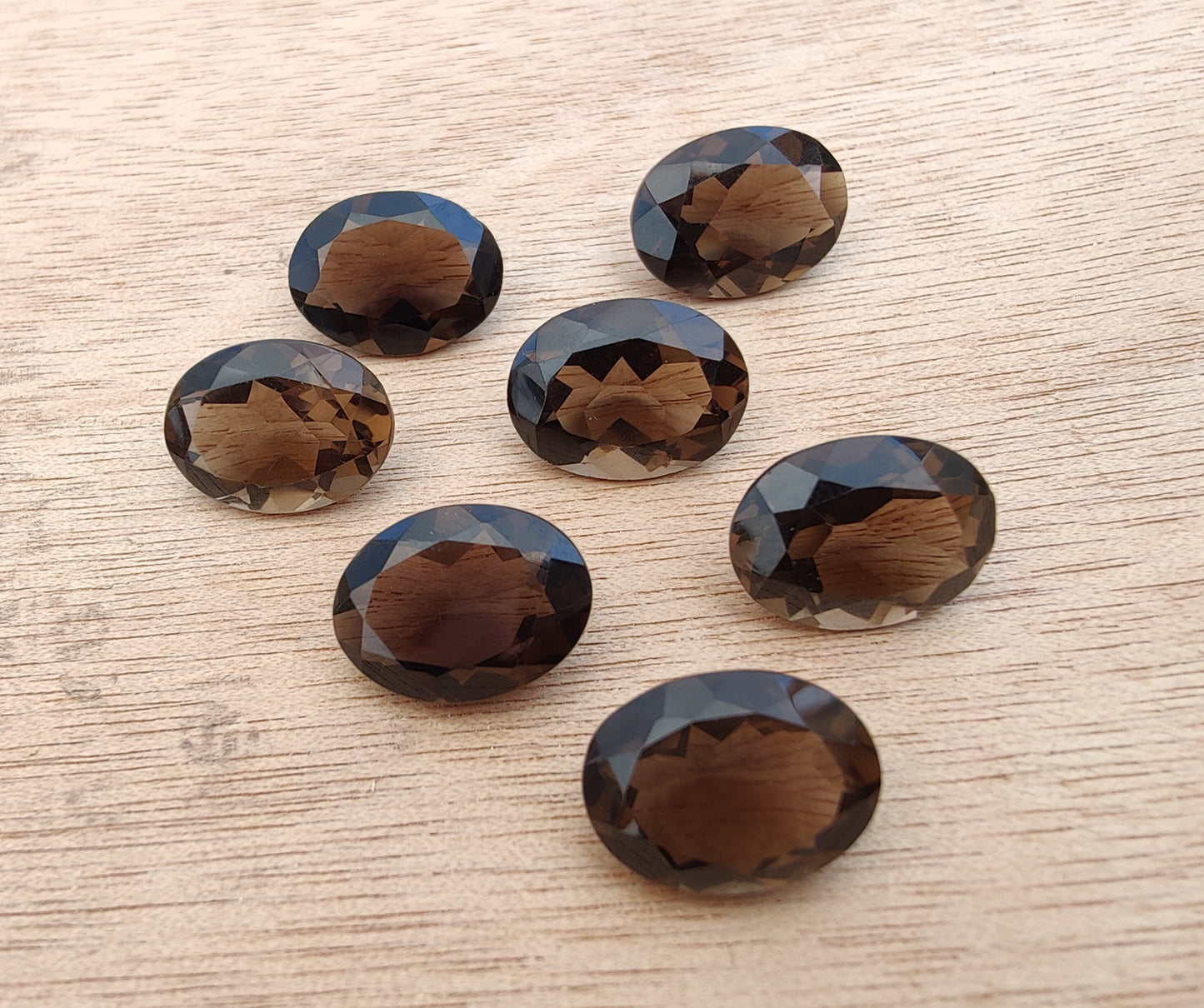 AAA+ QUALITY NATURAL SMOKY QUARTZ FACETED CUT OVAL SHAPE CALIBRATED GEMSTONES, ALL SIZES AVAILABLE