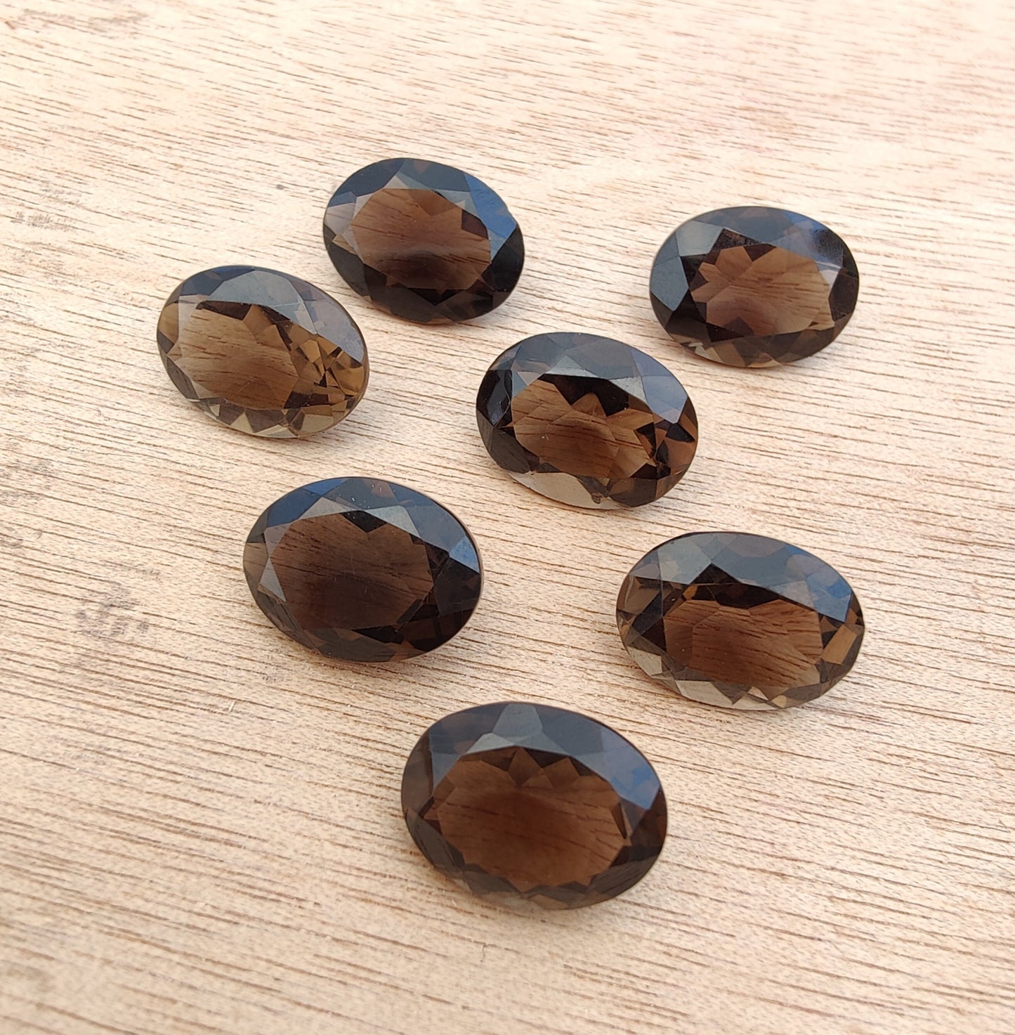 AAA+ QUALITY NATURAL SMOKY QUARTZ FACETED CUT OVAL SHAPE CALIBRATED GEMSTONES, ALL SIZES AVAILABLE