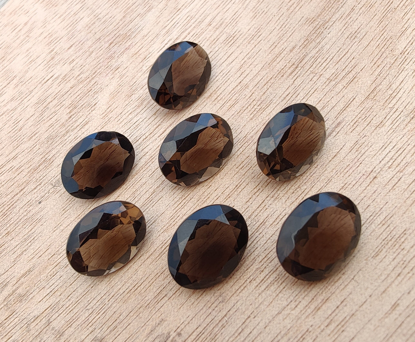 AAA+ QUALITY NATURAL SMOKY QUARTZ FACETED CUT OVAL SHAPE CALIBRATED GEMSTONES, ALL SIZES AVAILABLE