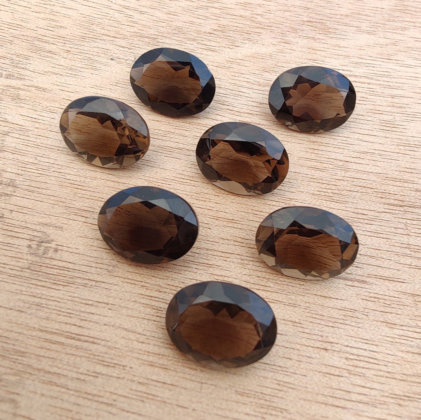 AAA+ QUALITY NATURAL SMOKY QUARTZ FACETED CUT OVAL SHAPE CALIBRATED GEMSTONES, ALL SIZES AVAILABLE