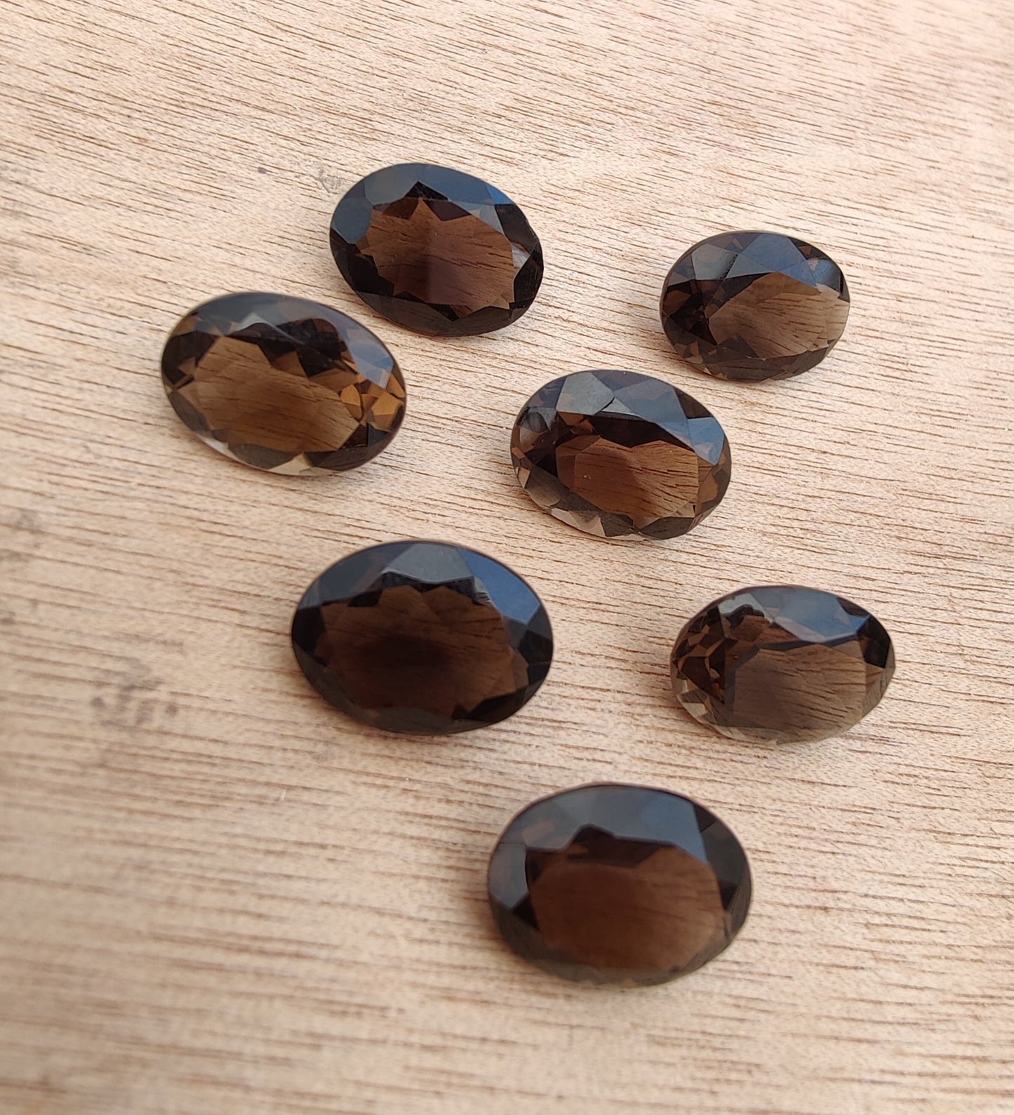 AAA+ QUALITY NATURAL SMOKY QUARTZ FACETED CUT OVAL SHAPE CALIBRATED GEMSTONES, ALL SIZES AVAILABLE