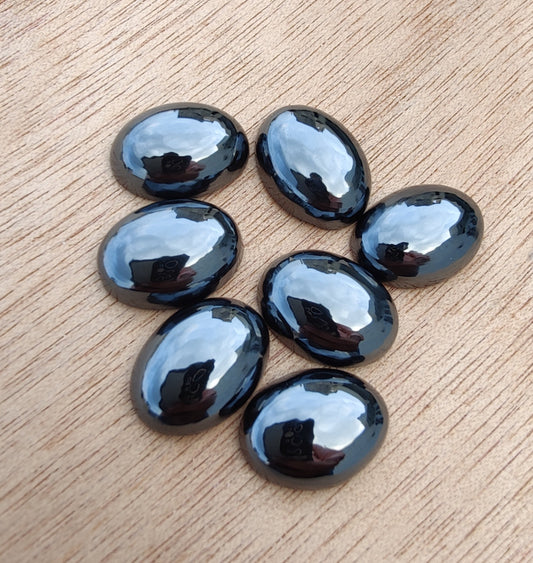 NATURAL HEMATITE CABOCHON FLAT BACK OVAL SHAPE CALIBRATED AAA QUALITY GEMSTONES, ALL SIZES AVAILABLE