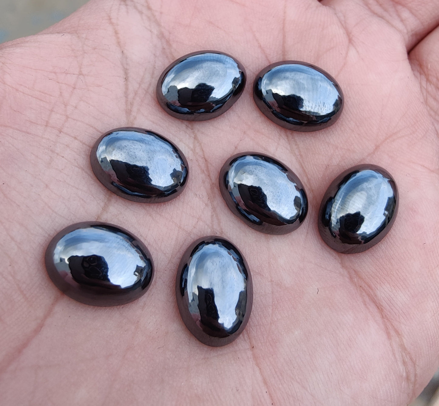 NATURAL HEMATITE CABOCHON FLAT BACK OVAL SHAPE CALIBRATED AAA QUALITY GEMSTONES, ALL SIZES AVAILABLE