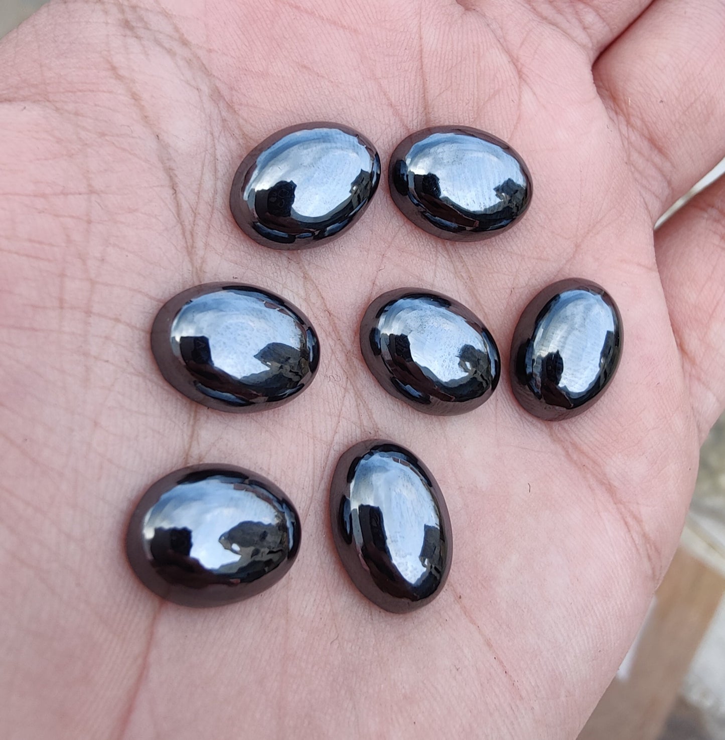 NATURAL HEMATITE CABOCHON FLAT BACK OVAL SHAPE CALIBRATED AAA QUALITY GEMSTONES, ALL SIZES AVAILABLE