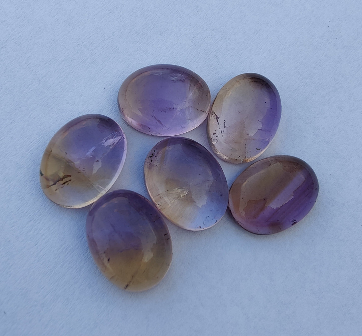 NATURAL AMETRINE OVAL SHAPE CABOCHON FLAT BACK AAA+ QUALITY CALIBRATED WHOLESALE GEMSTONES