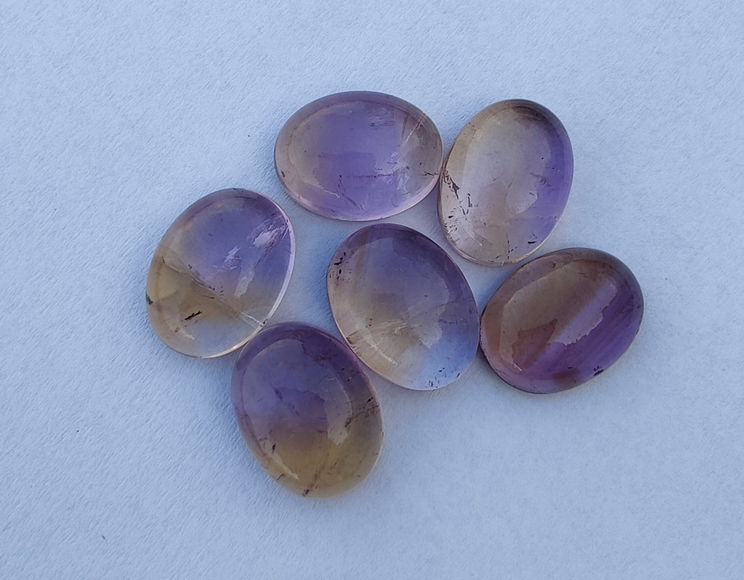 NATURAL AMETRINE OVAL SHAPE CABOCHON FLAT BACK AAA+ QUALITY CALIBRATED WHOLESALE GEMSTONES