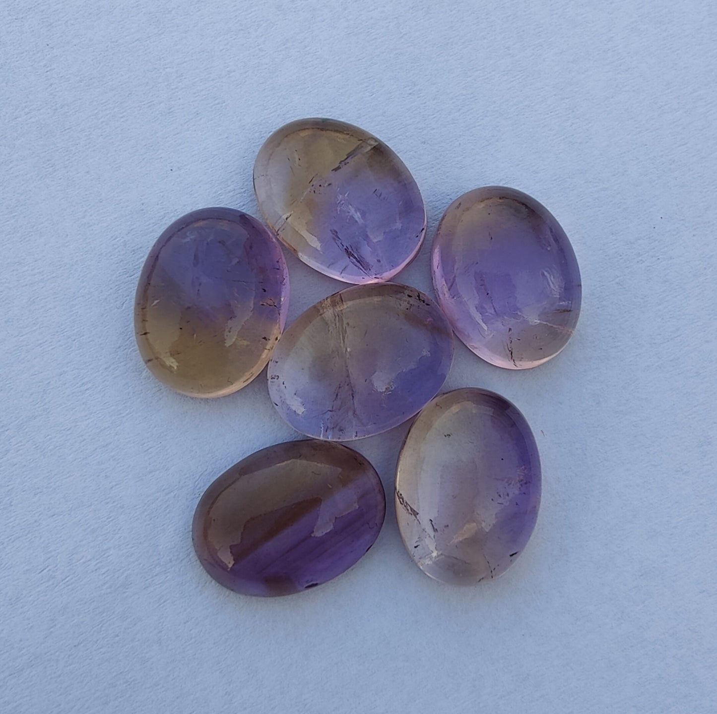 NATURAL AMETRINE OVAL SHAPE CABOCHON FLAT BACK AAA+ QUALITY CALIBRATED WHOLESALE GEMSTONES