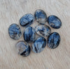NATURAL BLACK RUTILE OVAL SHAPE CABOCHON FLAT BACK CALIBRATED TOP GRADE GEMSTONES, ALL SIZES AVAILABLE