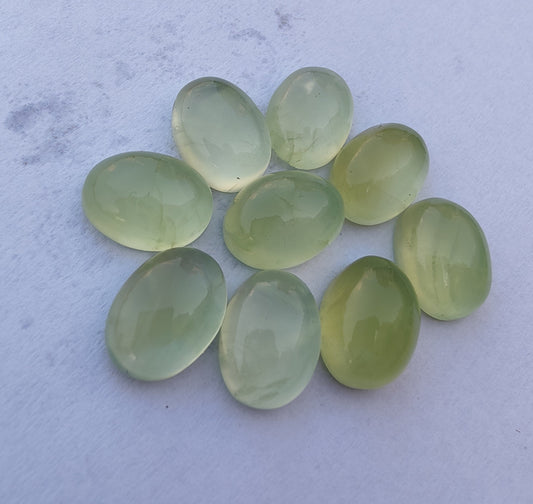 NATURAL PREHNITE OVAL SHAPE CABOCHON FLAT BACK AAA+ QUALITY CALIBRATED GEMSTONES, ALL SIZES AVAILABLE