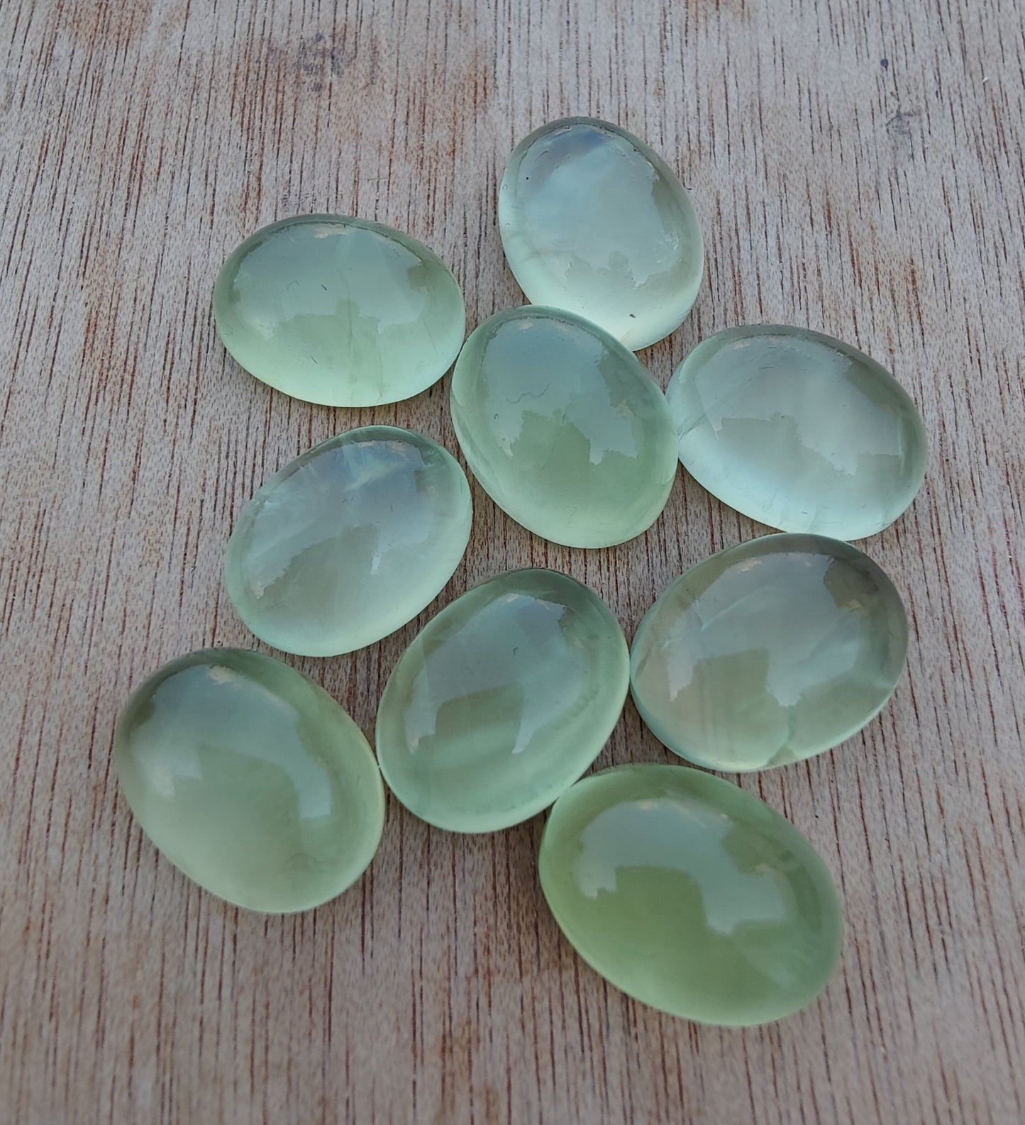 NATURAL PREHNITE OVAL SHAPE CABOCHON FLAT BACK AAA+ QUALITY CALIBRATED GEMSTONES, ALL SIZES AVAILABLE