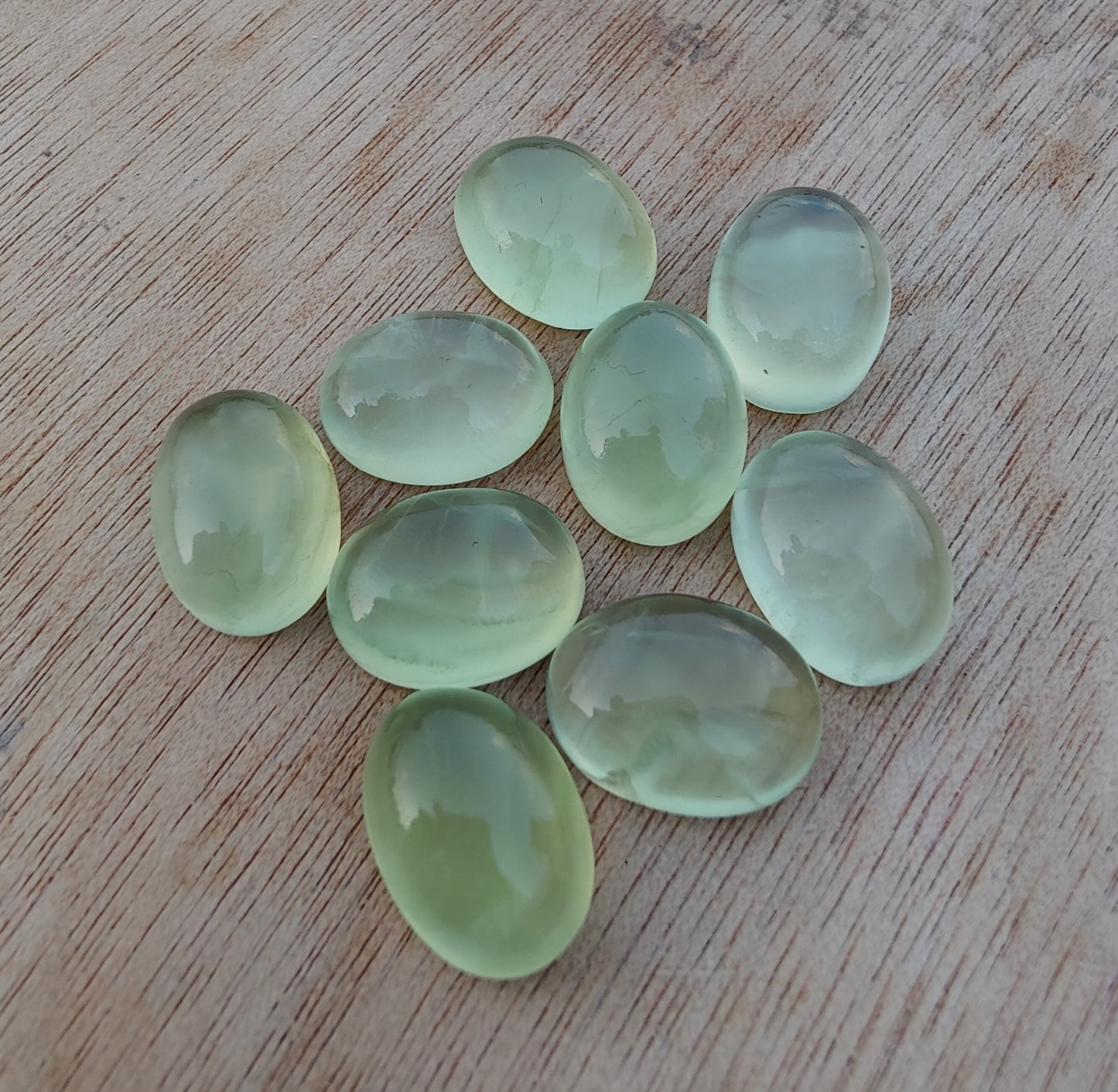 NATURAL PREHNITE OVAL SHAPE CABOCHON FLAT BACK AAA+ QUALITY CALIBRATED GEMSTONES, ALL SIZES AVAILABLE
