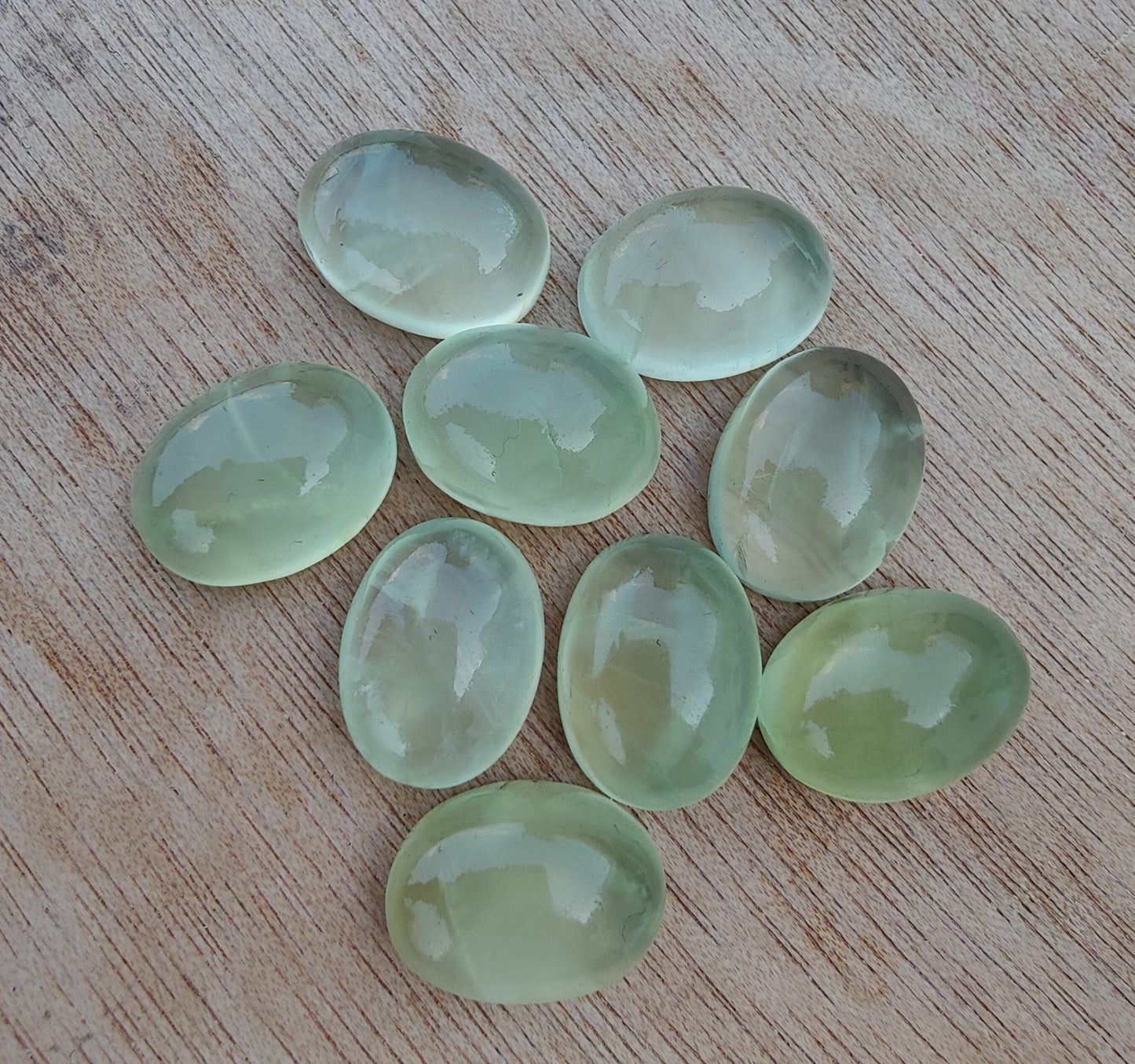 NATURAL PREHNITE OVAL SHAPE CABOCHON FLAT BACK AAA+ QUALITY CALIBRATED GEMSTONES, ALL SIZES AVAILABLE