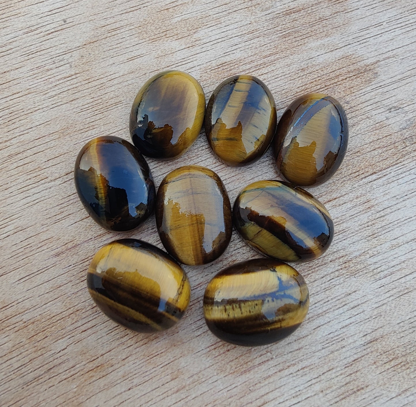 NATURAL TIGER EYE OVAL SHAPE FLAT BACK CABOCHON AAA+ QUALITY CALIBRATED GEMSTONES, ALL SIZES AVAILABLE